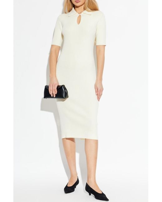 Jil Sander White Wool Polo Dress