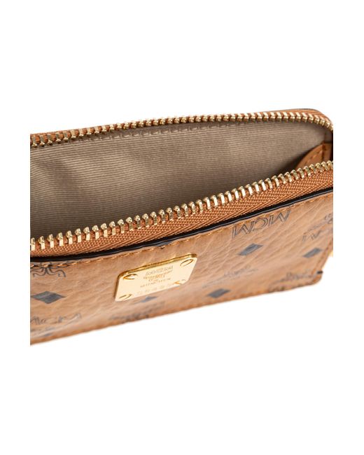 MCM Natural Card Case With A Strap