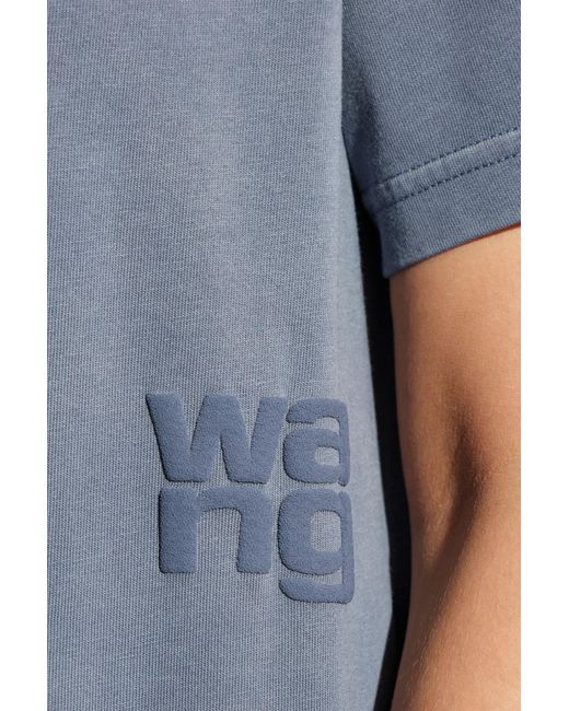 T By Alexander Wang Blue T-Shirt With Printed Logo