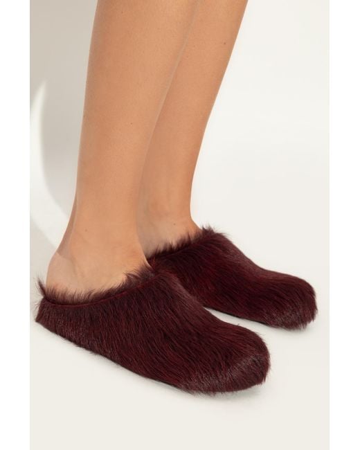 Marni Brown Futrzane Slippers
