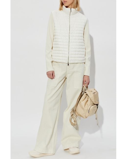 Moncler White Cardigan With Down Filling