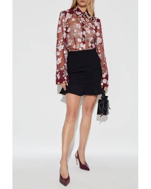 ROTATE BIRGER CHRISTENSEN Red Shirt With Floral Motif