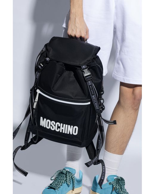 Moschino Black Backpack With Logo, for men