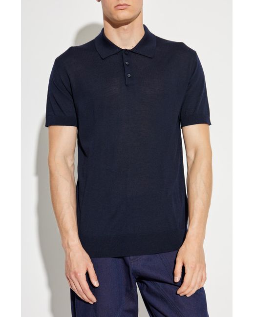 Golden Goose Deluxe Brand Blue Wool Polo for men