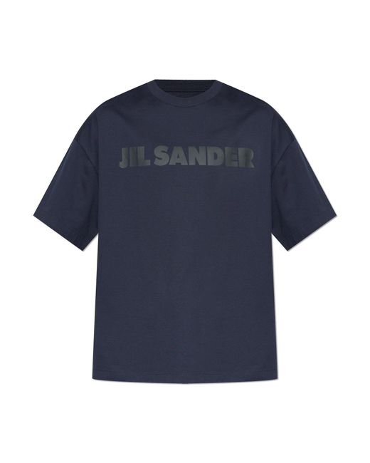 Jil Sander Blue T-Shirt With Printed Logo for men