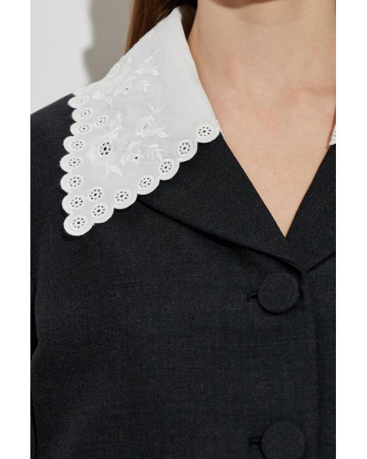 Self-Portrait Blue Blazer With Detachable Collar