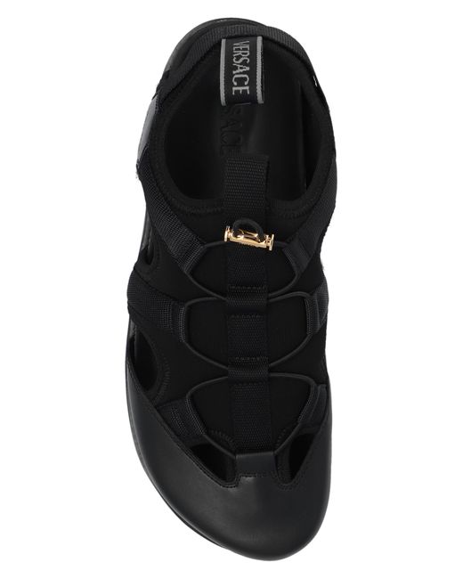 Versace Black Sandals With Logo, for men