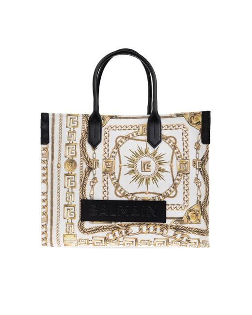 Balmain White "B-Army Medium" Shopper Bag