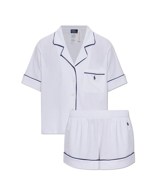 Polo Ralph Lauren White Two-Piece Pyjama With Logo
