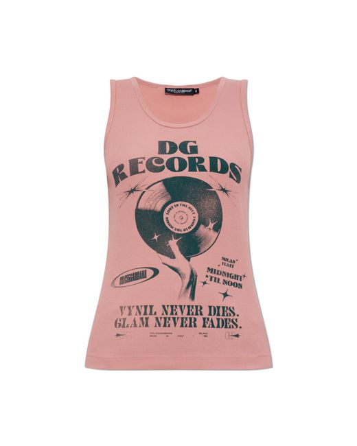 Dolce & Gabbana Pink Ribbed Top With Print