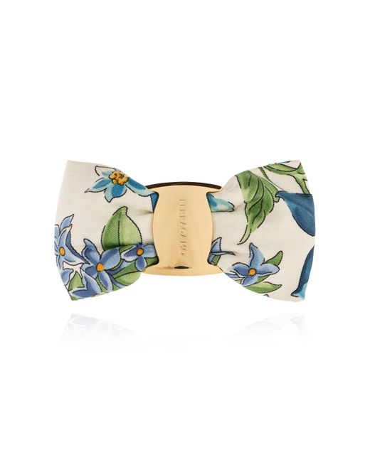Ferragamo Green Hair Clip With Floral Motif
