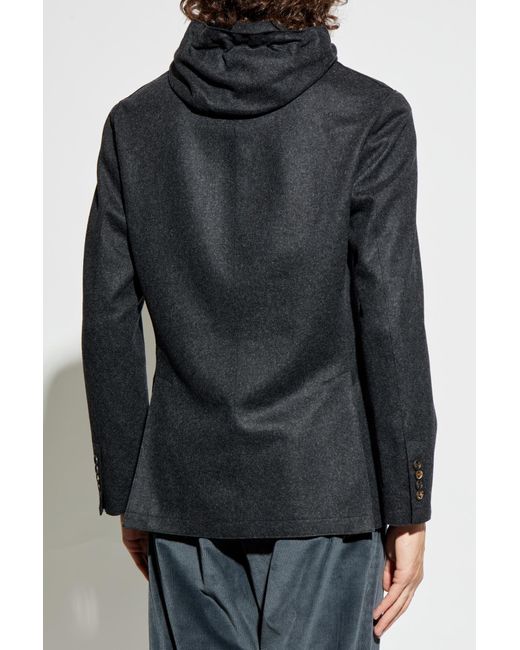 Eleventy Gray Wool Blazer With Detachable Hood for men
