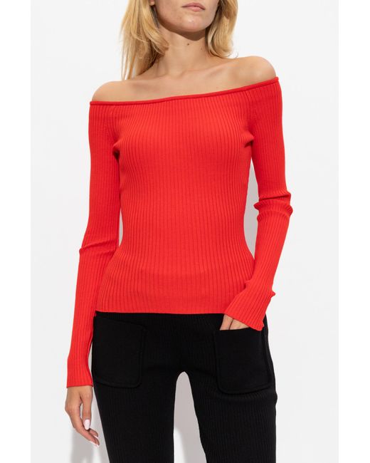 Courreges Red Ribbed Top