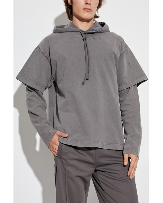 Palm Angels Gray Trousers With Stitching On The Legs for men