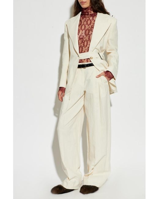 Dolce & Gabbana White Trousers With Belt