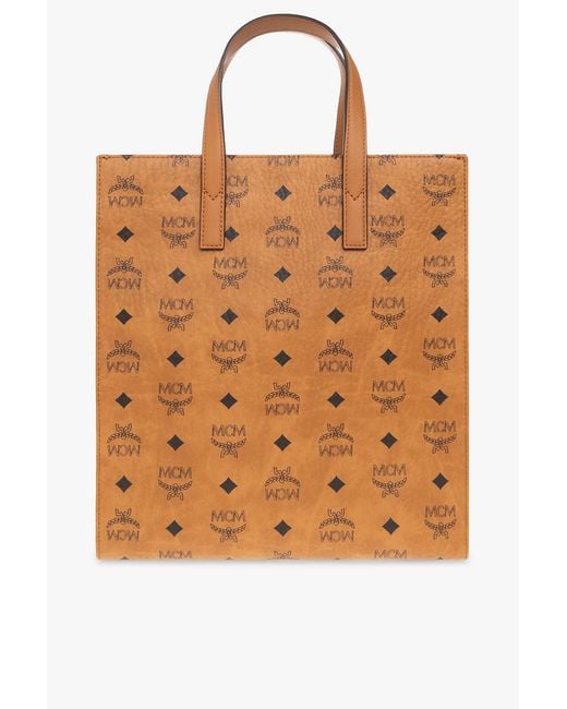 MCM Brown Monogrammed Shopper Bag