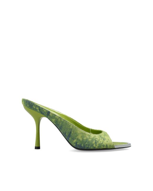 DIESEL Green Heeled Mules 'D-Diams Sa 90'