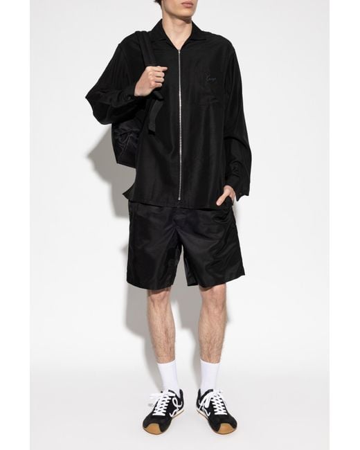 KENZO Black Shirt With Zip Fastening for men