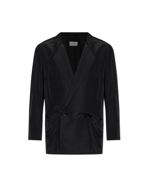 Lemaire Black Double-Breasted Blazer for men