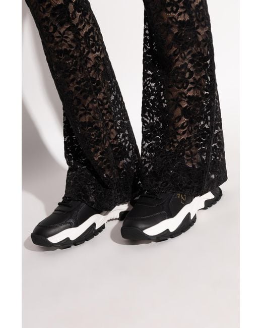 Versace Jeans Couture Black Sports Shoes With Printed Logo