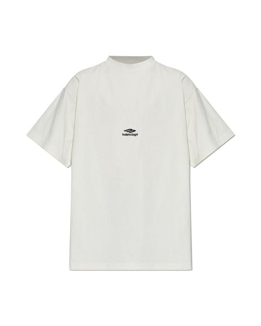 Balenciaga White T-Shirt With Embroidered Logo for men