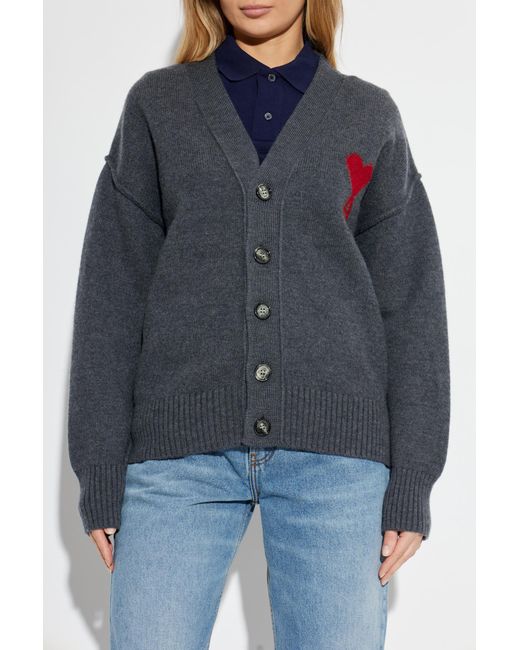 AMI Blue Wool Cardigan