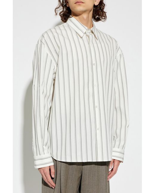 Versace White Shirt With A Striped Pattern for men