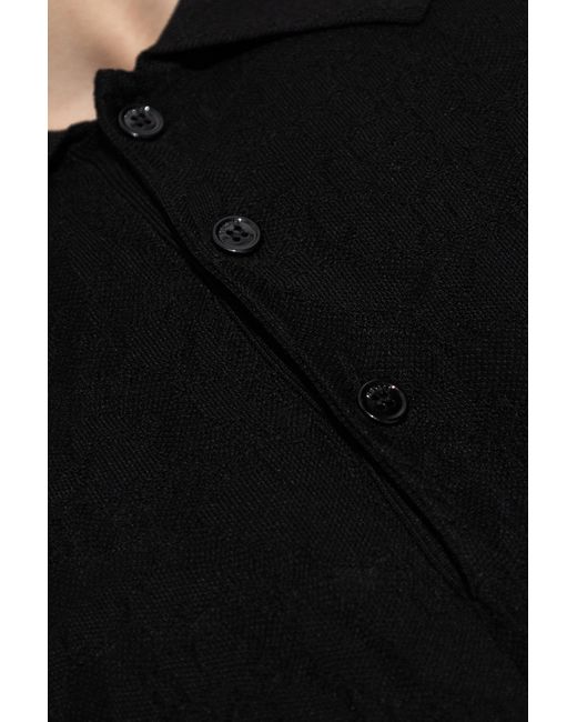 Versace Black Polo With "Barocco" Pattern for men