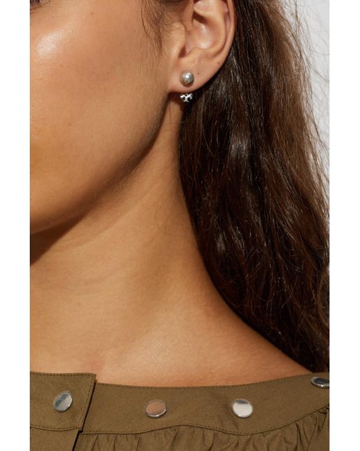 Tory Burch Metallic Earrings With Glass Pearl