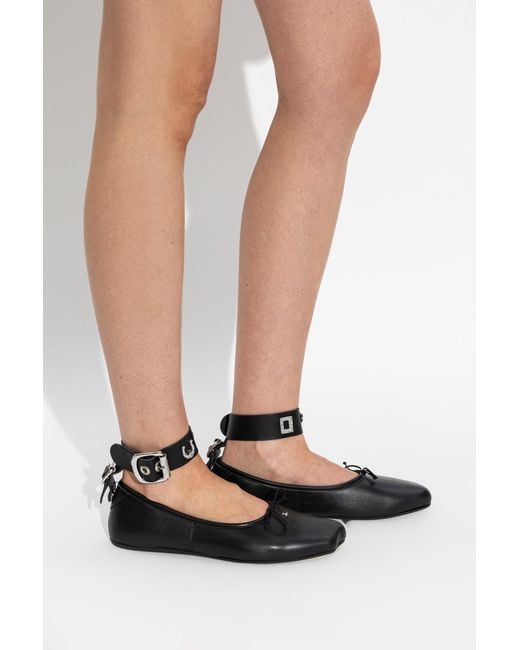 Vivienne Westwood Black 'Bardot' Leather Ballet Flats