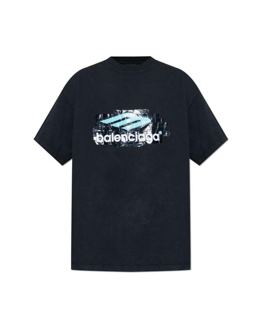 Balenciaga Blue T-Shirt With Print for men