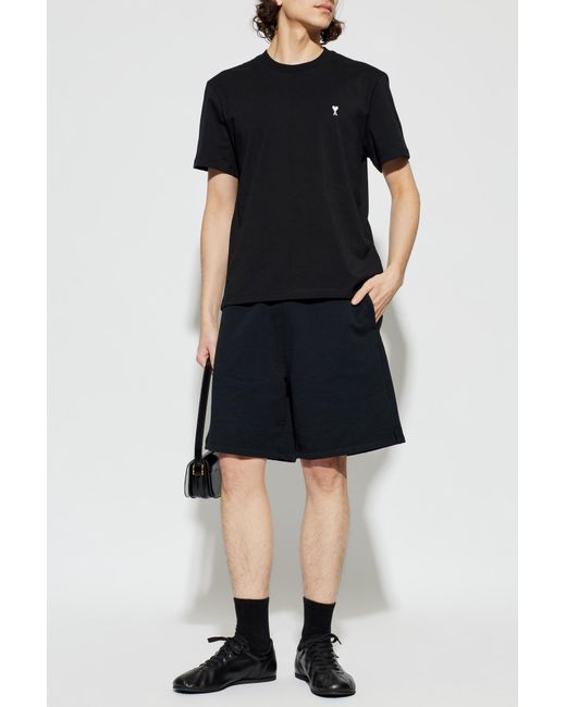 AMI Blue Shorts With Logo for men