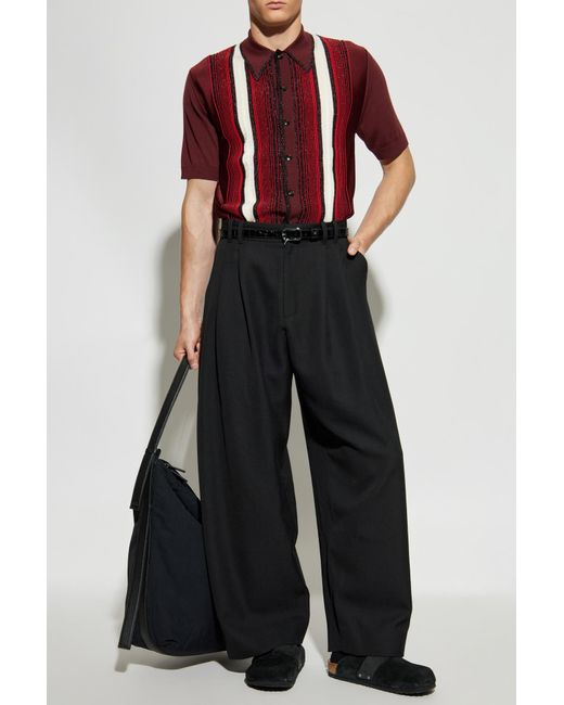 Amiri Men's Red Shirt With Wool Trim