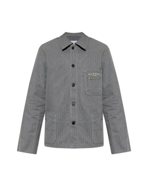 Givenchy Gray Denim Jacket With Logo for men