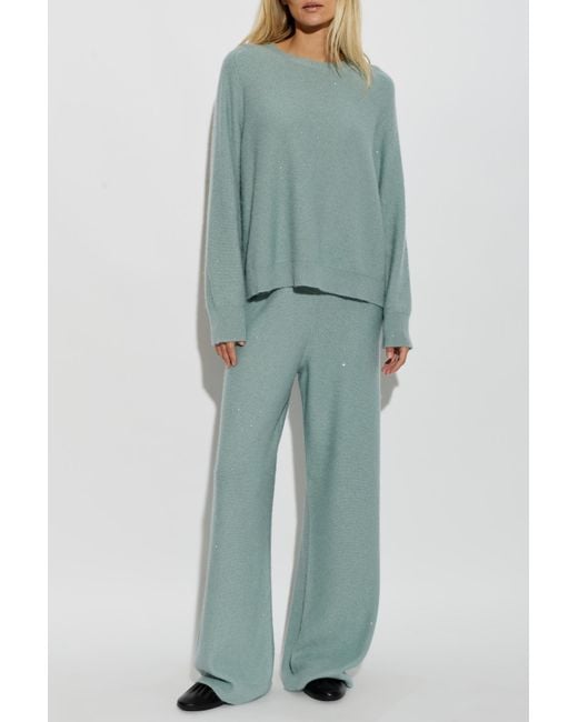Fabiana Filippi Green Trousers With Shimmering Sequins