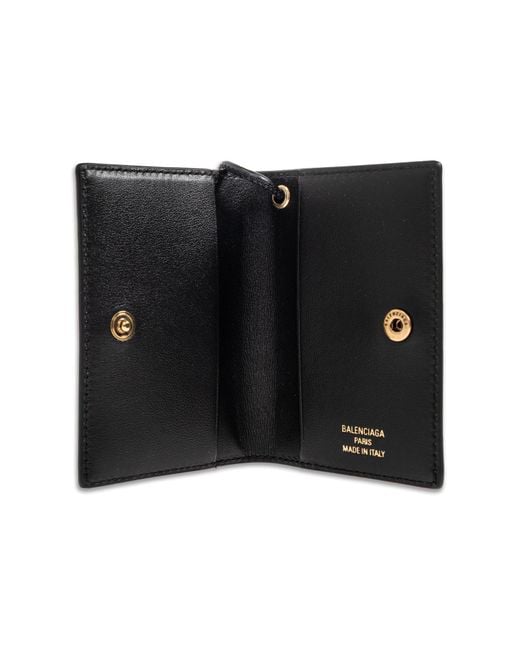 Balenciaga Black Leather Card Holder On A Strap for men