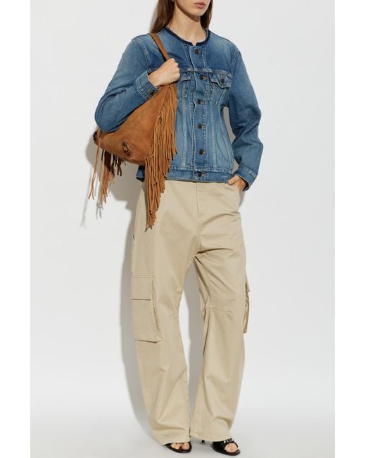 Balenciaga Blue Denim Jacket With Raw-Edge Finish