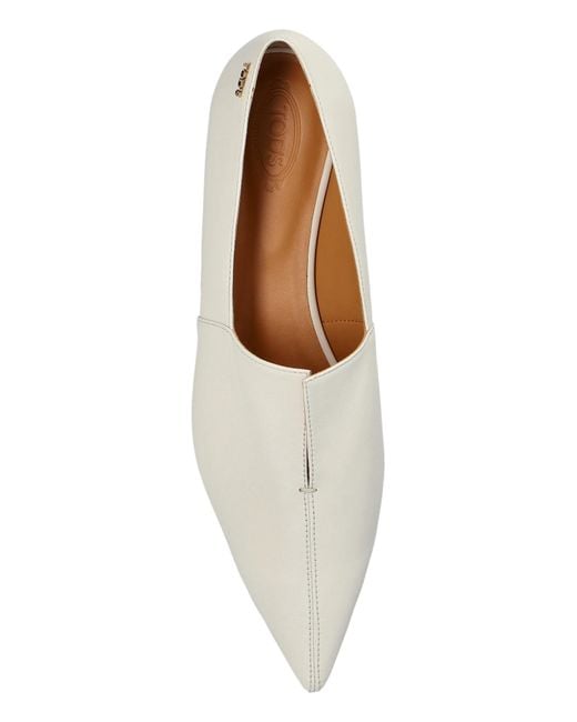 Tod's White Pointed-Toe Ballet Flats
