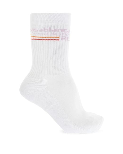 Casablanca White Socks With Logo for men