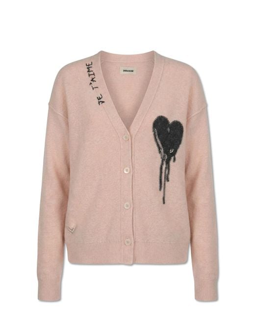 Zadig & Voltaire Pink Cashmere Cardigan 'Mirkaz'