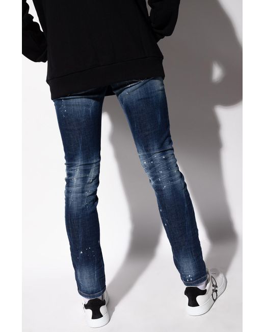 John Richmond Denim Distressed Jeans Navy Blue For Men Lyst