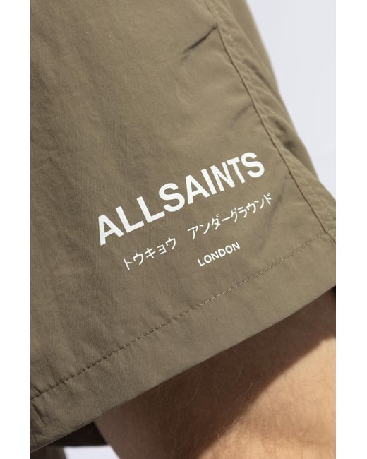 AllSaints Green ‘Underground’ Swim Shorts for men