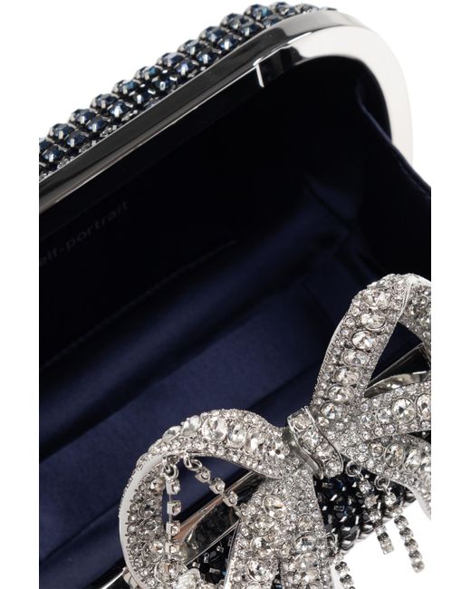 Self-Portrait Black Clutch With Shimmering Crystals