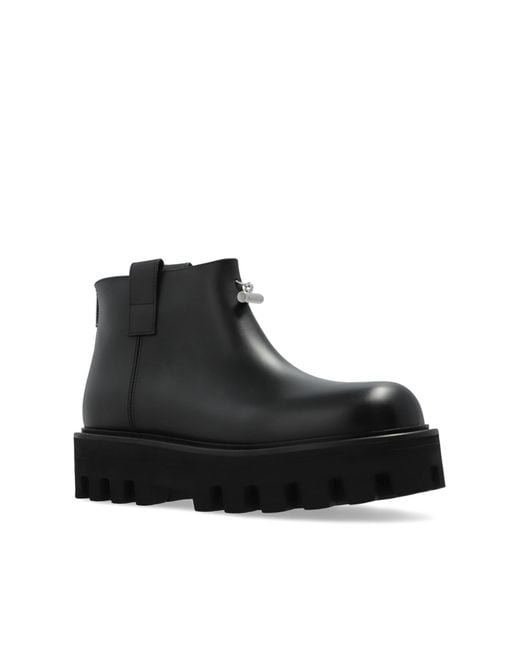 McQueen Black Leather Platform Shoes
