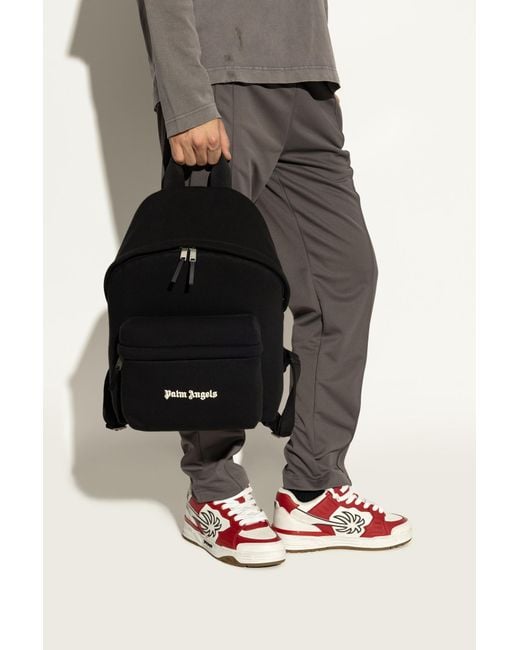 Palm Angels Black Backpack With Embroidered Logo for men