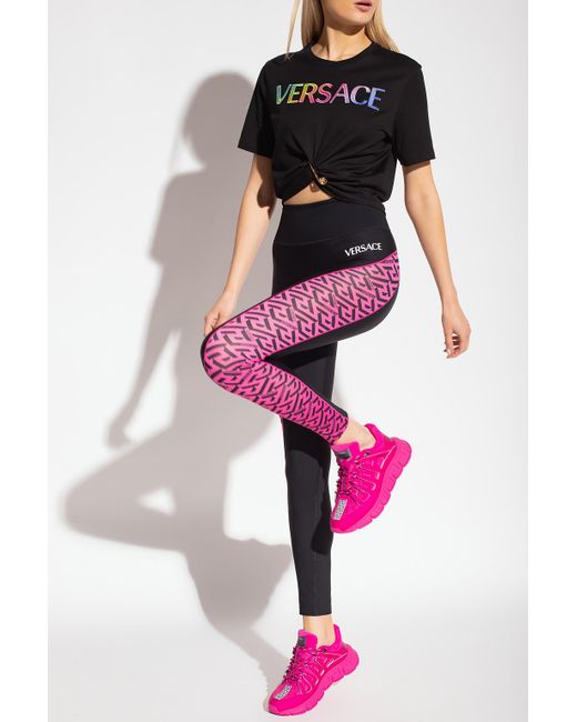 Versace Leggings With 'la Greca' Pattern in Black Lyst