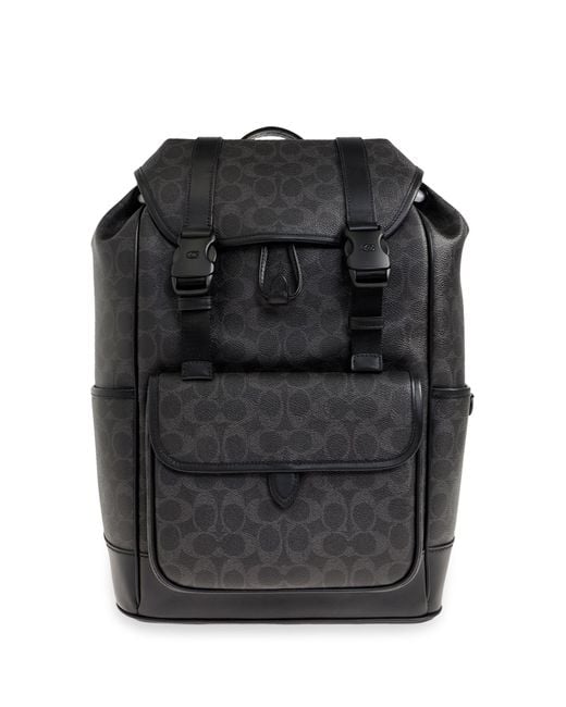 COACH Black Monogram Backpack for men