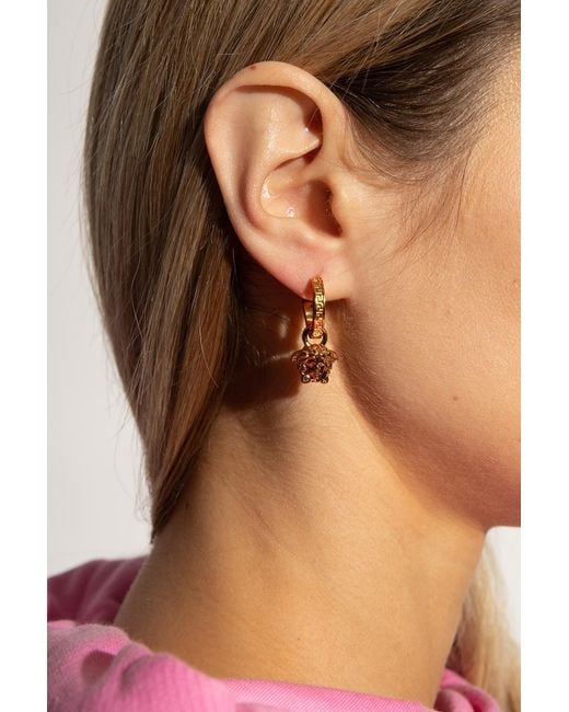 Versace Metallic Medusa Head Earrings
