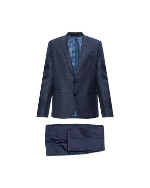 Paul Smith Blue Checked Pattern Suit for men
