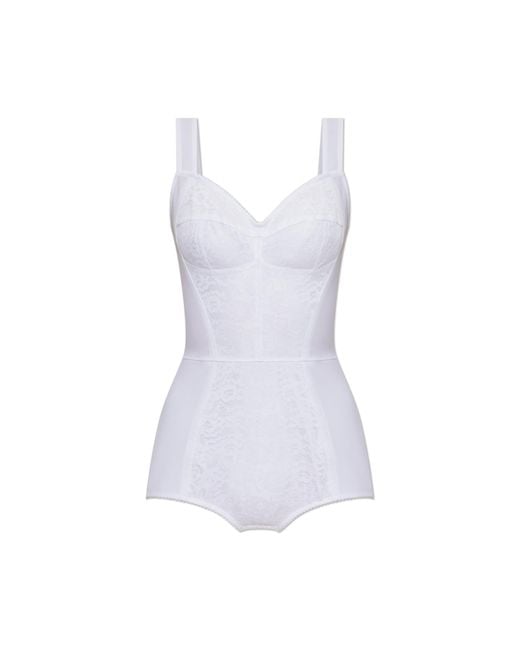 Dolce & Gabbana White Bodysuit With Lace Inserts